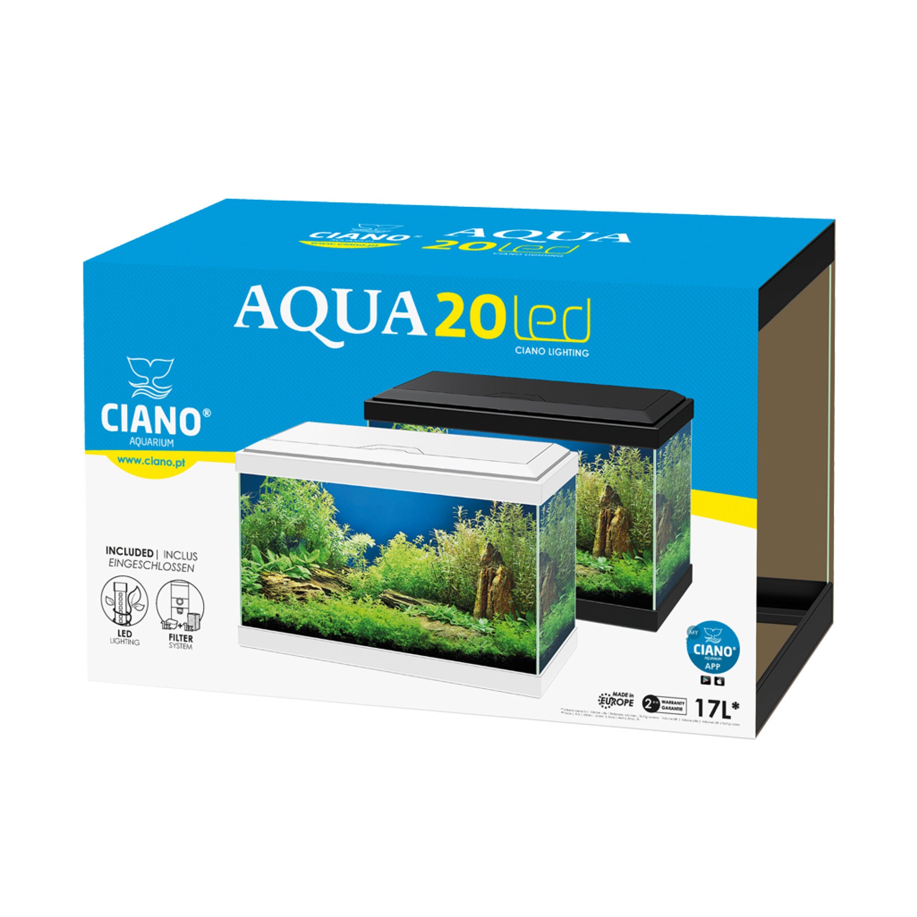 Ciano Aqua 20 Aquarium with LED Light - Black (17L) – Essex Marine Aquatics