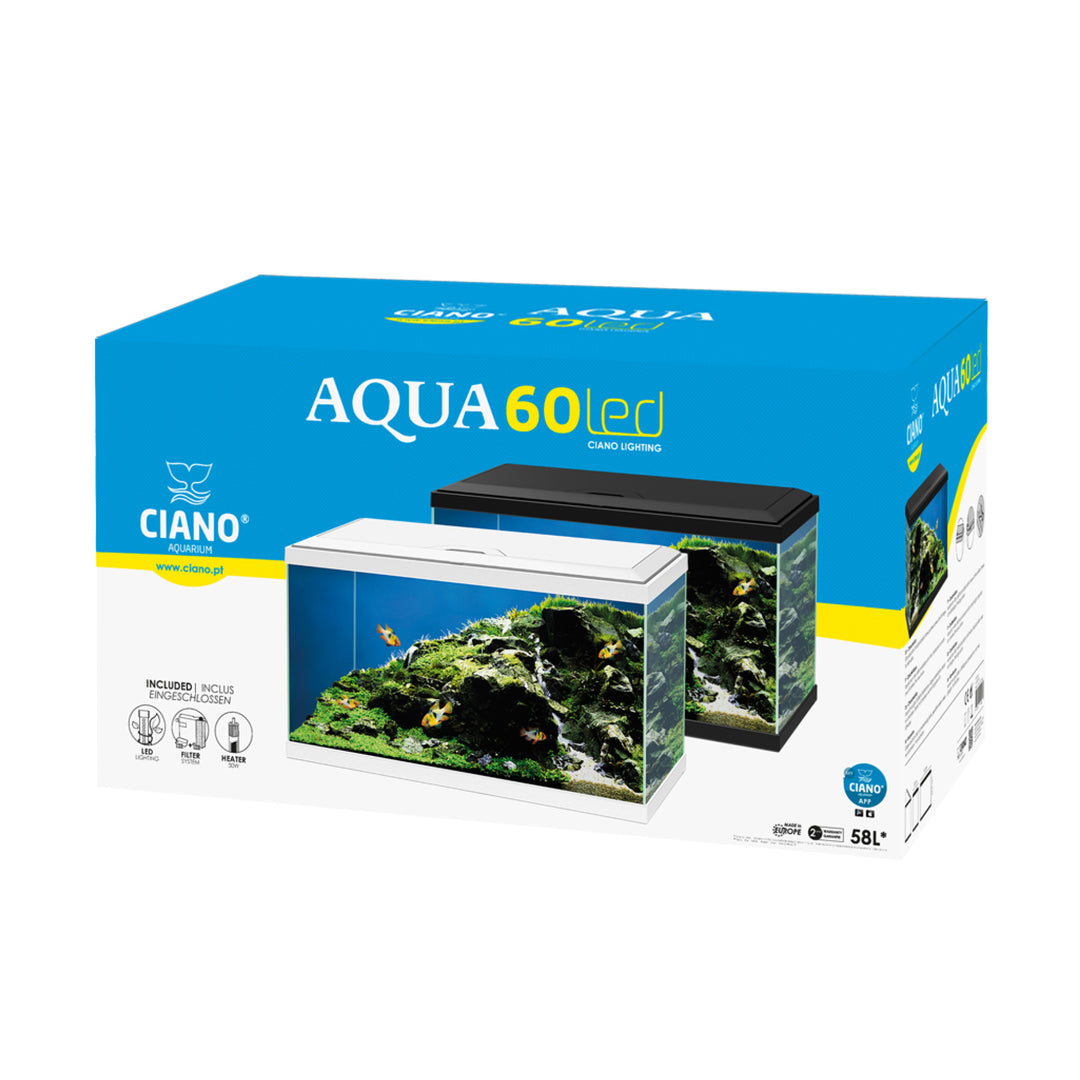 Ciano Aqua 60 Aquarium with LED Light Black 58L Essex Marine Aquatics